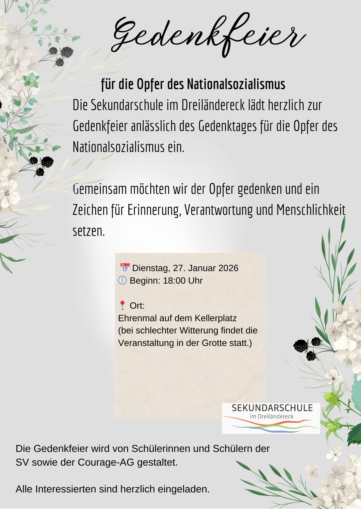 Einladung zur Gedenkfeier am 27.01.26